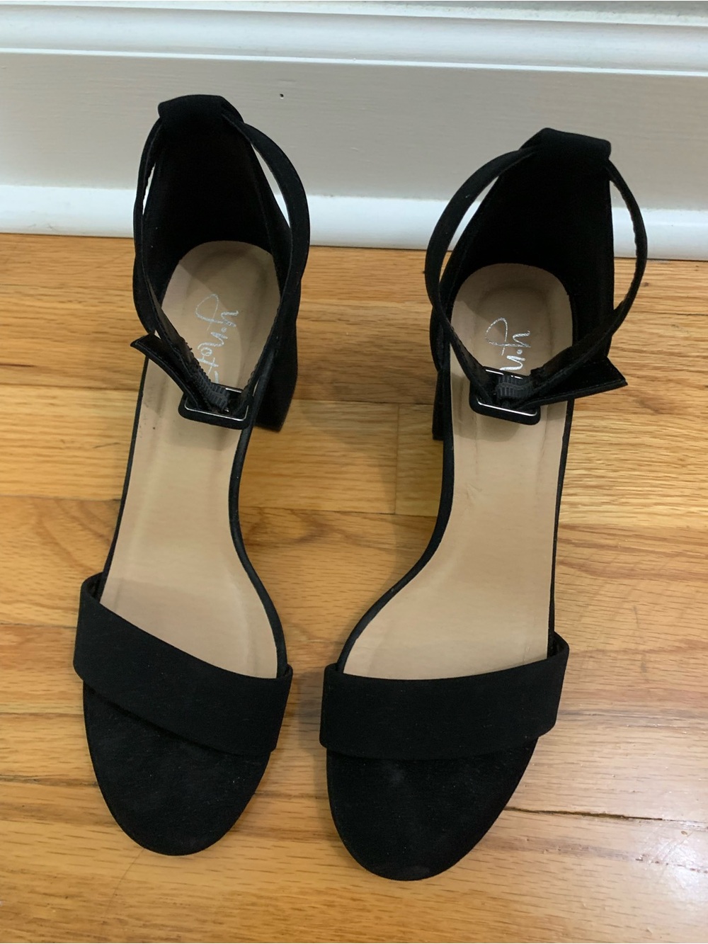 Women's Black Ankle-Strap Block Heel Sandals
